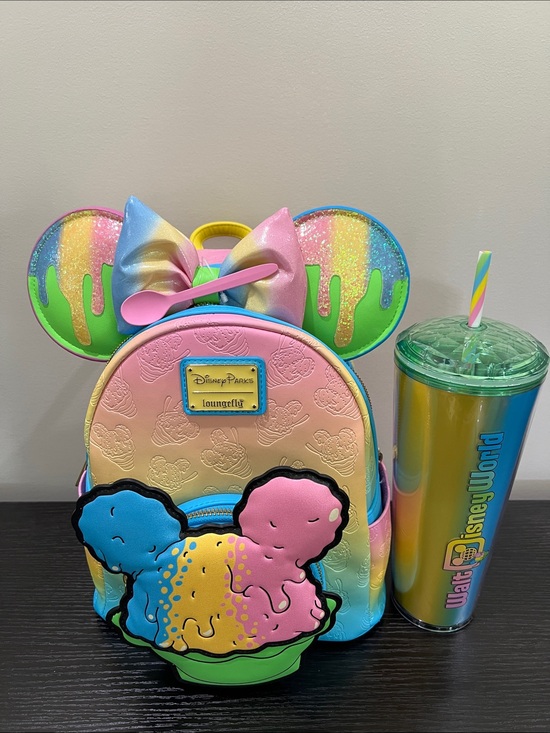 Disney Handbags - Disney Parks Loungefly Rainbow Ice Cream Minnie Ears, backpack and Starbucks